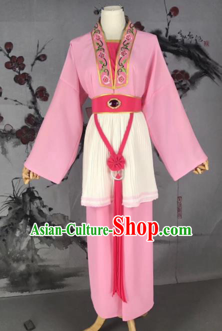 Chinese Traditional Beijing Opera Mui Tsai Costume Servant Girl Pink Clothing for Poor