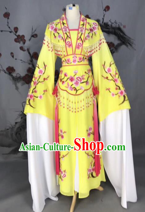 Chinese Traditional Beijing Opera Yellow Embroidered Dress Peking Opera Actress Costume for Rich