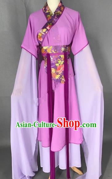 Chinese Traditional Beijing Opera Maidservants Purple Dress Peking Opera Diva Costumes for Adults