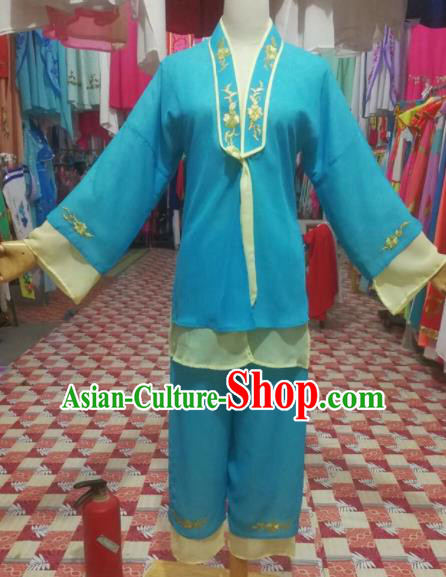 Chinese Traditional Beijing Opera Mui Tsai Blue Clothing Peking Opera Actress Costume for Poor Girls