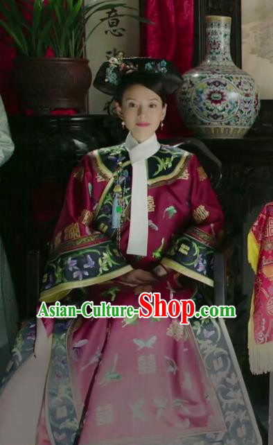 Drama Ruyi Royal Love in the Palace Chinese Ancient Qing Dynasty Empress Wedding Costumes and Headpiece for Women