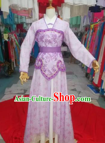 Chinese Traditional Beijing Opera Maidservants Purple Clothing Peking Opera Diva Costumes for Adults