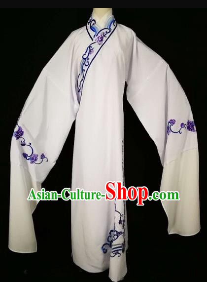 Chinese Traditional Beijing Opera Scholar White Robe Peking Opera Niche Costume for Adults