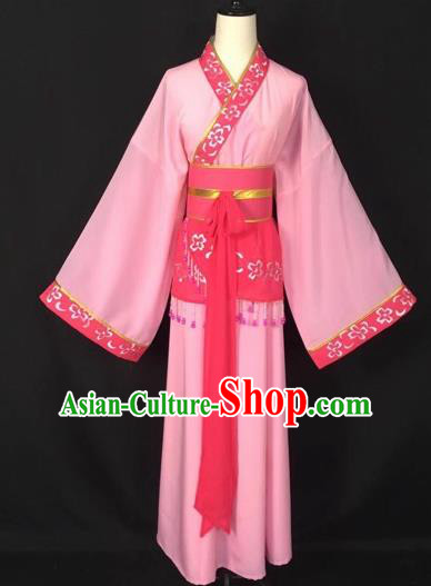 Chinese Traditional Beijing Opera Handmaiden Pink Hanfu Dress Peking Opera Diva Costumes for Adults