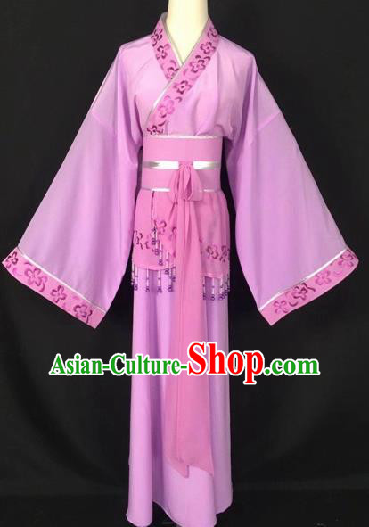 Chinese Traditional Beijing Opera Handmaiden Purple Hanfu Dress Peking Opera Diva Costumes for Adults