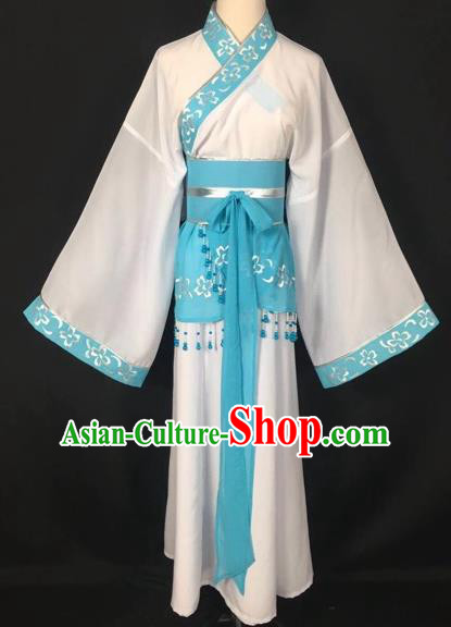 Chinese Traditional Beijing Opera Handmaiden White Hanfu Dress Peking Opera Diva Costumes for Adults