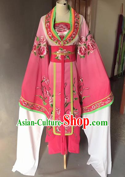 Chinese Traditional Beijing Opera Palace Lady Rosy Dress Peking Opera Diva Costumes for Adults