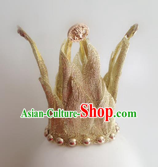 Top Halloween Catwalks Hair Accessories Stage Show Golden Royal Crown Headdress for Women