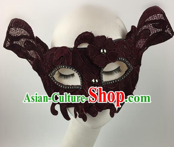 Top Halloween Accessories Brazilian Carnival Catwalks Wine Red Face Masks for Women