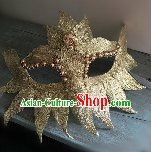 Top Halloween Accessories Brazilian Carnival Catwalks Golden Face Masks for Women