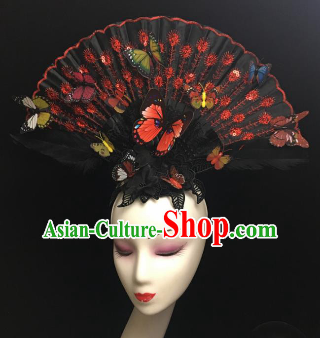 Chinese Stage Show Black Hair Accessories Traditional Catwalks Palace Headdress for Women