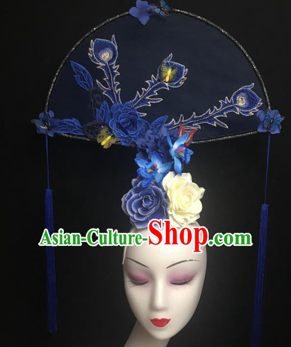 Chinese Stage Show Embroidered Hair Accessories Traditional Catwalks Palace Headdress for Women