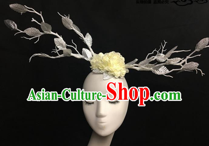 Top Brazilian Carnival Stage Show Headpiece Halloween Catwalks Yellow Peony Hair Accessories for Women