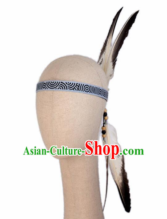 Top Halloween Stage Show Feather Hair Accessories Catwalks Primitive Tribe Hair Clasp for Women