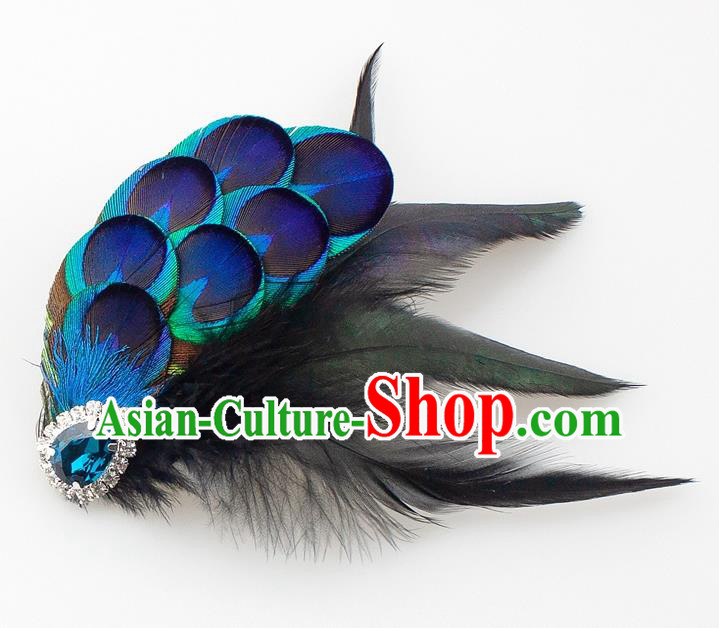 Handmade Peacock Feather Accessories Stage Show Brooch for Women