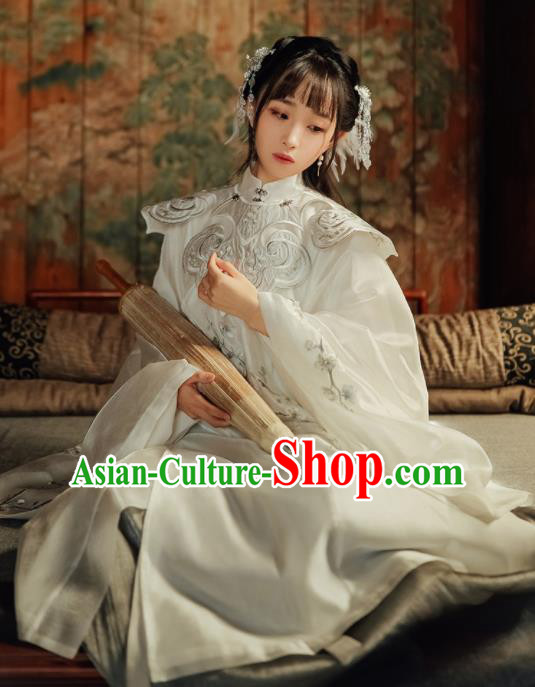 Chinese Ancient Ming Dynasty Imperial Concubine Embroidered Silk Historical Costumes Complete Set