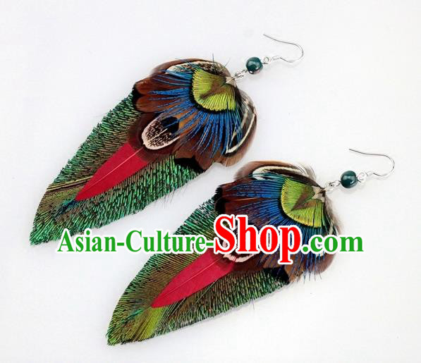 Top Halloween Dance Ear Accessories Carnival Catwalks Feather Earrings for Women