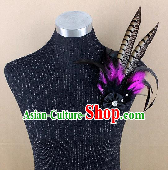 Handmade Feather Breastpin Stage Show Accessories Peacock Feather Brooch for Women