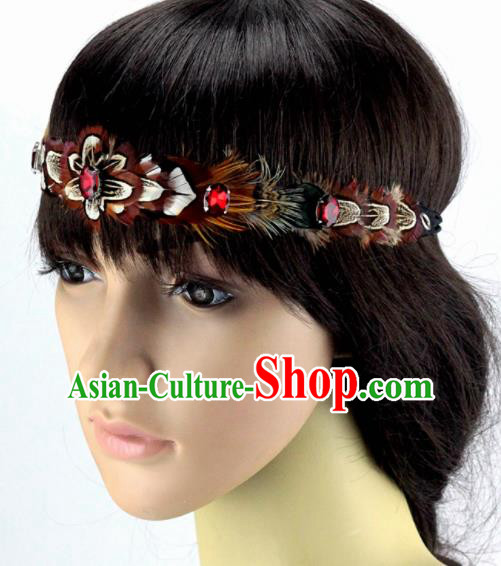 Handmade Carnival Feather Headband Miami Stage Show Feather Hair Accessories for Women