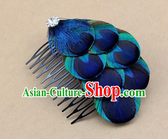 Handmade Carnival Feather Hair Comb Miami Stage Show Feather Hair Accessories for Women