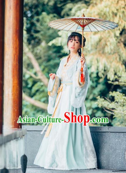 Traditional Chinese Jin Dynasty Princess Embroidered Historical Costumes Ancient Hanfu Dress for Women