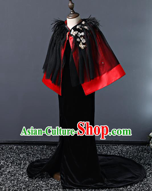 Children Modern Dance Costume Court Dance Compere Halloween Catwalks Full Dress for Girls Kids