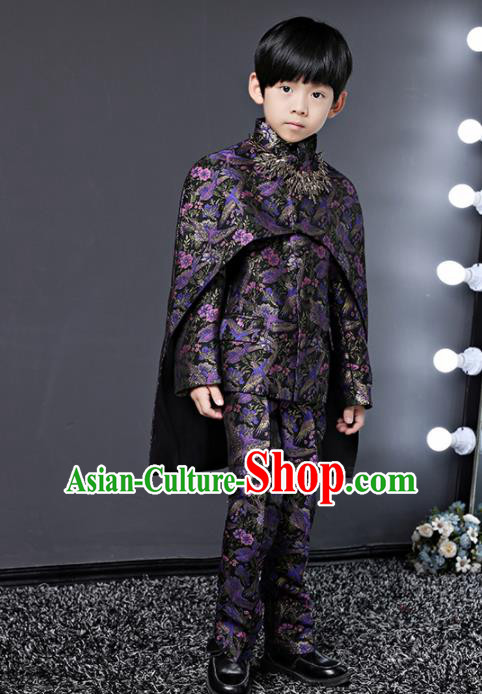 Children Modern Dance Costume Compere Halloween Catwalks Purple Suits for Kids