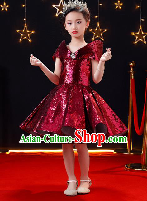 Top Modern Dance Costume Children Opening Dance Compere Catwalks Performance Bubble Full Dress for Girls Kids