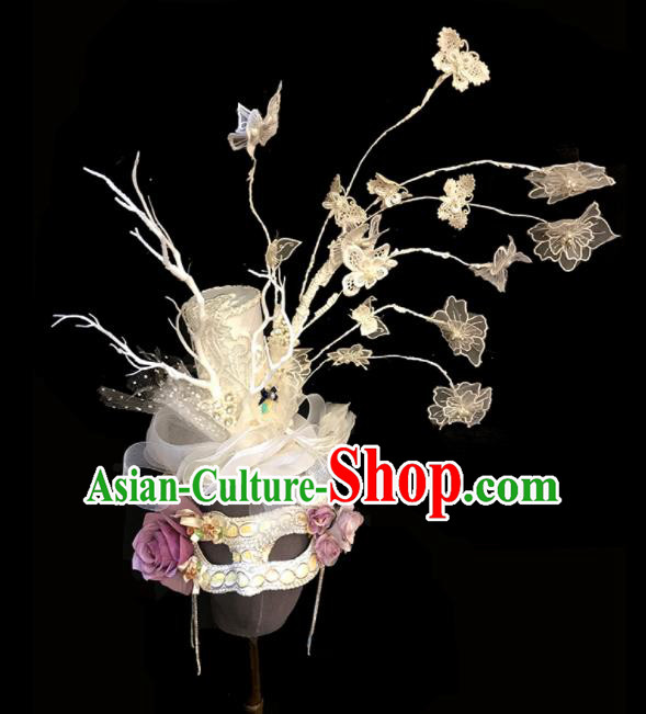 Top Halloween Stage Show Hair Accessories Brazilian Carnival Catwalks Mask Headdress for Women