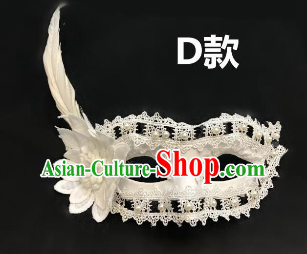 Top Halloween Cosplay Fancy Dress Ball White Feather Flowers Masks Brazilian Carnival Catwalks Face Mask for Women