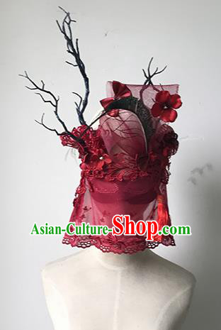 Top Fancy Dress Ball Red Veil Masks Brazilian Carnival Halloween Cosplay Face Mask for Women