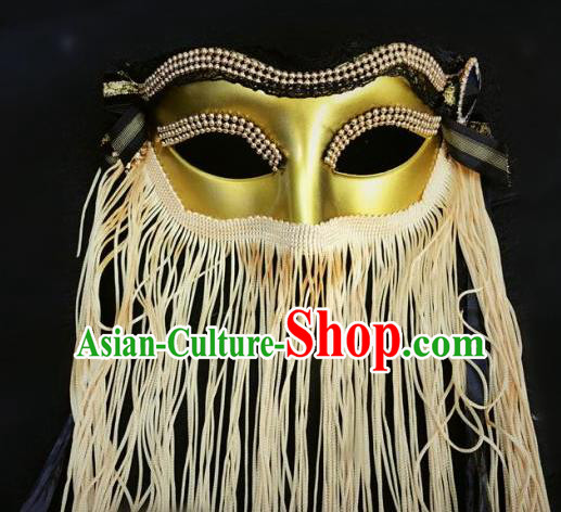 Top Fancy Dress Ball Golden Tassel Masks Brazilian Carnival Halloween Cosplay Face Mask for Women