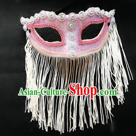 Top Fancy Dress Ball Tassel Pink Masks Brazilian Carnival Halloween Cosplay Face Mask for Women