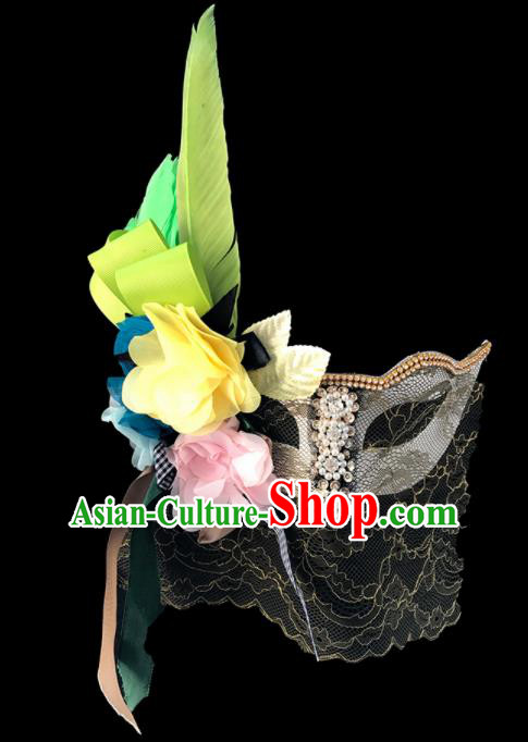 Top Fancy Dress Ball Feather Flowers Masks Brazilian Carnival Halloween Cosplay Face Mask for Women