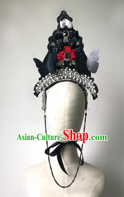 Top Halloween Stage Show Black Butterfly Hair Accessories Brazilian Carnival Catwalks Headdress for Women