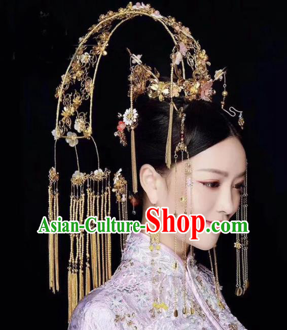 Top Chinese Traditional Hair Accessories Ancient Wedding Phoenix Coronet Palace Hairpins Complete Set for Women