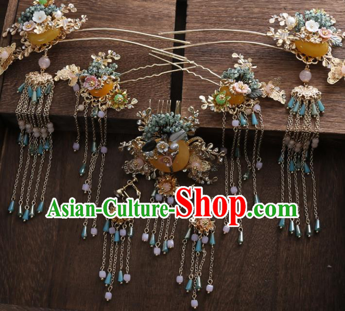 Top Chinese Ancient Traditional Wedding Hair Accessories Hair Combs Hairpins Complete Set for Women