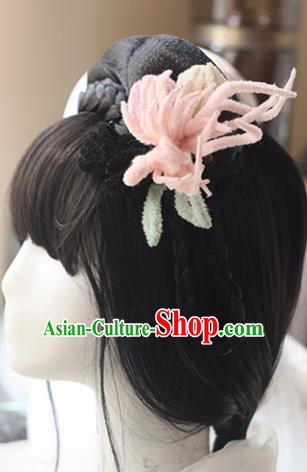 Top Chinese Traditional Hair Accessories Classical Palace Pink Chrysanthemum Hairpins for Women