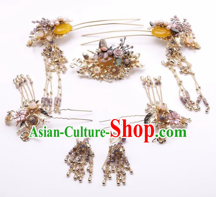 Top Chinese Traditional Wedding Hair Accessories Ancient Palace Hairpins Complete Set for Women