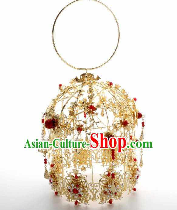 Chinese Traditional Wedding Accessories Classical Bride Golden Palace Cabas for Women