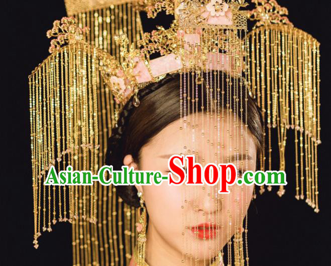 Top Chinese Traditional Wedding Luxury Hair Accessories Ancient Tassel Phoenix Coronet Hairpins Complete Set for Women
