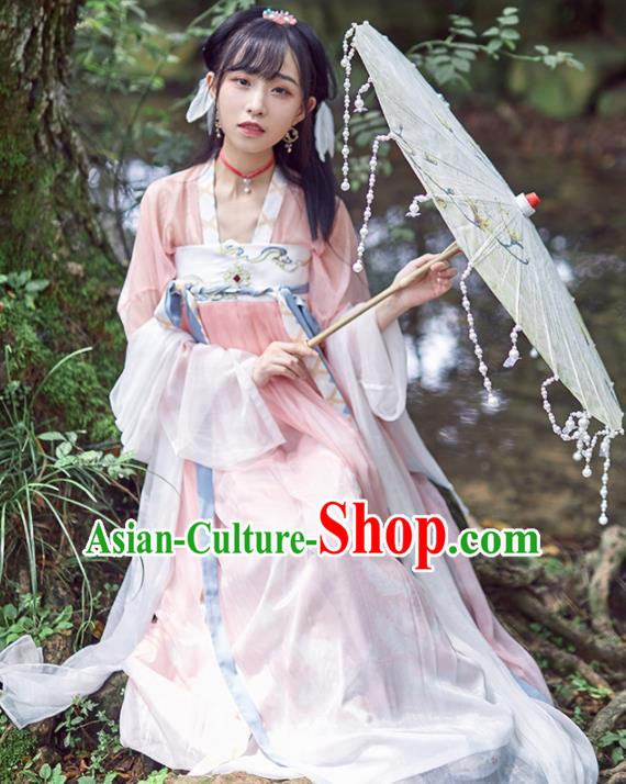 Chinese Ancient Drama Peri Goddess Hanfu Dress Traditional Tang Dynasty Palace Princess Replica Costumes for Women