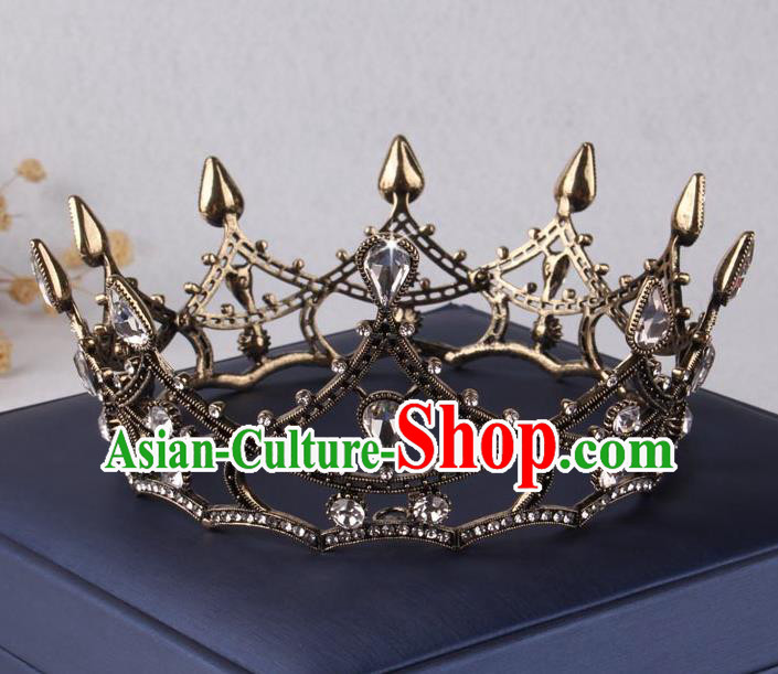 Top Grade Gothic Hair Accessories Crystal Black Royal Crown for Women