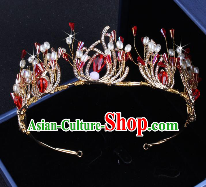 Top Grade Gothic Hair Accessories Crystal Golden Royal Crown for Women