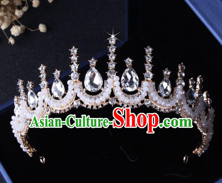 Top Grade Gothic Hair Accessories Catwalks Princess Crystal Beads Royal Crown for Women