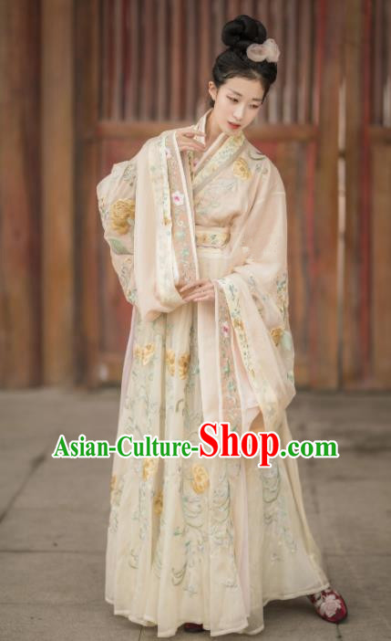 Chinese Ancient Imperial Consort Hanfu Dress Traditional Tang Dynasty Palace Lady Embroidered Replica Costumes for Women