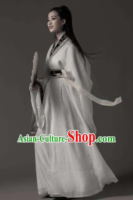 Chinese Ancient Female Swordsman Hanfu Dress Traditional Jin Dynasty Nobility Lady Embroidered Replica Costumes for Women