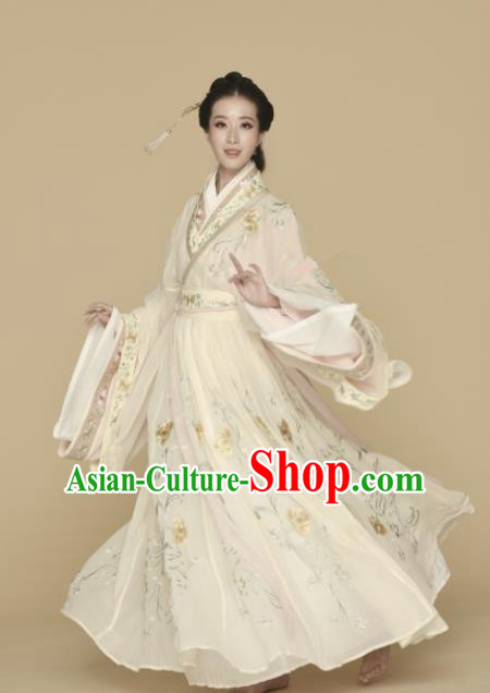 Chinese Ancient Princess Hanfu Dress Traditional Jin Dynasty Palace Lady Embroidered Replica Costumes for Women