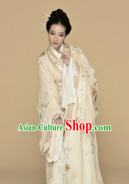Chinese Ancient Princess Hanfu Dress Traditional Jin Dynasty Palace Lady Embroidered Replica Costumes for Women