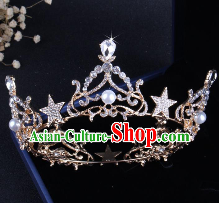 Top Grade Baroque Hair Accessories Catwalks Bride Crystal Royal Crown for Women